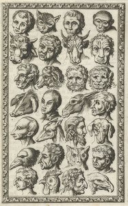28 hoder av mennesker og dyr (28 kopper van mensen en dieren). 1682 av Jan Luyken