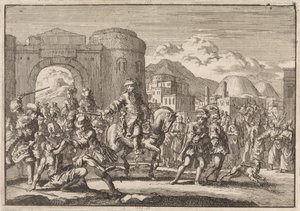Fransk utsending til sultanen går inn i Jerusalem på hesteryggen, 1674 av Jan Luyken