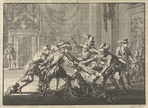 Hertugen av Guise myrdet i slottet i Blois, 1588 av Jan Luyken