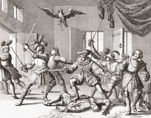 John og Alexander Ruthven forsøkte å kidnappe eller drepe James VI fra Skottland av Jan Luyken
