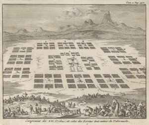 Leirer for Israels tolv stammer satt rundt tabernaklet Campement des XII Tribus, et celui des Levites tout autour du Tabernacle (tittel på objekt)