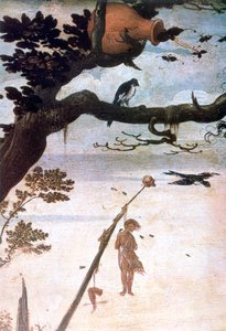 Landskapsscene, legenden om Saint Christopher, c1520-1559 av Jan Mandyn