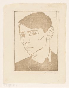 Selvportrett med sløyfe av Jan Mankes (signed by artist)