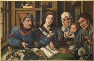 Betalingen av tienden (skatteoppkreveren) - Tienden, av Massys (Matsys), Jan (1510-1575). olje på tre
