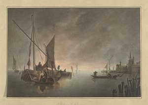 Sendes til en by med murer ved solnedgang av Jan Matthias Cok