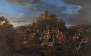 Charles Emmanuel II, hertugen av Savoy og Françoise Madeleine dOrléans med kongelig hoff