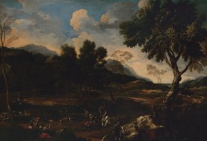 Landskap med en kamp mellom to værer, ca. 1640.