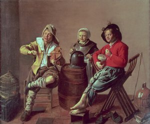 To gutter og en jente lager musikk av Jan Miense (attr. to) Molenaer