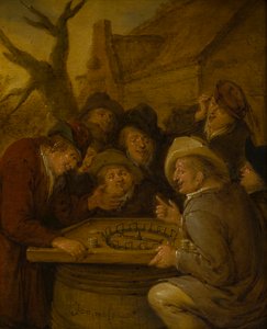Boors spiller en omgang Rouge et Noir, ca. 1630-68 (olje på lerret) av Jan Miense Molenaer