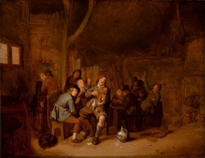 Figurer som røyker og spiller musikk i et vertshus, ca. 1640 (olje på panel) av Jan Miense Molenaer