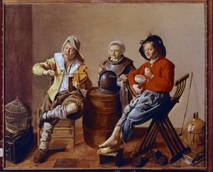To gutter og en jente lager musikk (maler av Jan Miense Molenaer