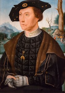 Portrett av Jan van Wassenaer, viscount of Leiden, guvernør i Friesland av Jan Mostaert