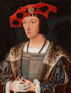 Portrett av en mann som tar på en hanske, ca. 1520 (olje på panel)