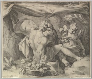 Lot og hans døtre, ca. 1630. av Jan Muller