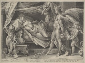 Amor og Psyche av Jan Muller, after Bartholomaeus Spranger