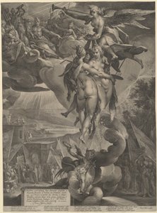 Kunstens apoteose av Jan Muller, after Bartholomaeus Spranger