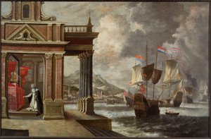 Slaget ved Lepanto: Saint Catherine of Ricci og ombordstigningen, 1671. av Jan Peeters the Elder