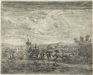 Utsikt over landsbyen med en kirke av Jan Ruyscher