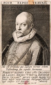 Portrett av komponisten Orlando di Lasso 1532-1594, 1593. av Jan Sadeler