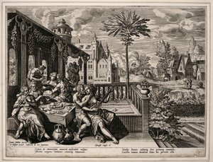 1. Mosebok Kapittel 6, vers 9, ca. 1600 (gravering på vevd papir) av Jan Sadler