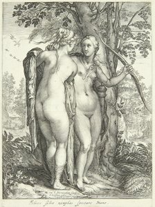 Diana og en nymfe ved et tre av Jan Saenredam