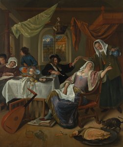 The Dissolute Household, ca. 1663-64. av Jan Havickszoon Steen