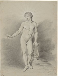 Stående mannlig naken med lyre, som Apollo