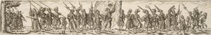 Soldattog, i midten en fanebærer av Jan Theodor de Bry