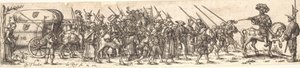 Soldatenes tro, foran en offiser på hesteryggen av Jan Theodor de Bry