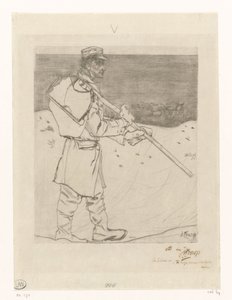 Skjellfisker med garn på stranden ved Katwijk aan Zee Skjellfiskeren (original tittel) av Jan Toorop (signed by artist)