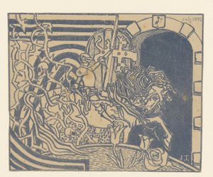Katalogomslag med ridder til hest av Jan Toorop