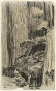 Lenestol delvis dekket av gardin av Jan Toorop