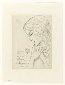 Ung jente i meditasjon holder et kors av Jan Toorop