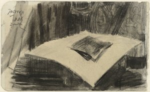 Trykk liggende på mørk bakgrunn av Jan Toorop