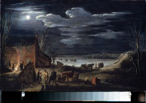 Vinter (Vinter). Maleri av Jan II van de Velde (1593-1641). Olje på tre, 30 x 44,5 cm. Flamsk kunst, barokkkunst. Eremitasjemuseet, St. Petersburg. av Jan Van de II Velde