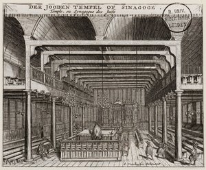 Interiør i den portugisiske synagogen i Amsterdam av Jan Veenhuysen