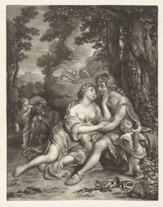 Venus stopper Adonis fra å jakte av Jan Verkolje (I)