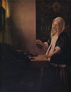 Kvinne holder en balanse, c1664 av Jan Vermeer van Delft