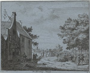 Utsikt over vertshuset Emaus Harreberg Emaus (tittel på objekt) Landskap i Haarlem-området (serietittel) Gesigten utenfor Haarlem, Utført av. J.V.V. (serietittel på objekt)