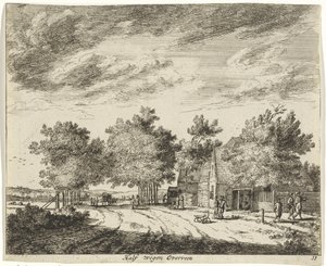 Landskap halvveis overvevet Veier halvveis Overveen (tittel på objekt) Landskap i Haarlem-området (serietittel) Gesigten utenfor Haarlem, Utført av. J.V.V. (serietittel på objekt)