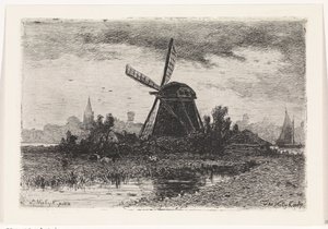 Landskap med mølle