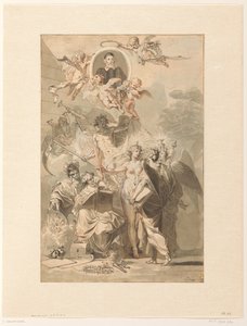 Frontispice-design for Edward Simson, Chronicon Catholicon av Jan Wandelaar