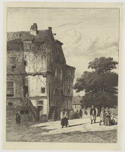 Utsikt over en gate i Amsterdam av Jan Weissenbruch