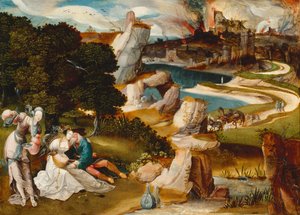 Lot and His Daughters, 1523 (olje på eikepanel)