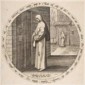 Man tigger forgjeves ved døren til de døve, fra tolv flamske ordspråk, ca. 1568.