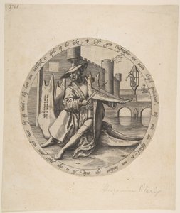 Den rike mannen spiller fiolin på et kjevebein, ca. 1568.