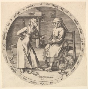 Den skjellende kvinnen og den kaklende høna, ca. 1568.