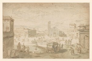 Februar måned: Fastelavnsscene på et italiensk torg