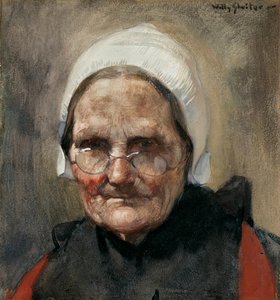Katwijkse Visvrouw, eller Fishwife of Katwijk (akvarell, gouache og blyant på papir) av Jan Willem Sluiter