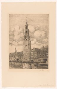 Montelbaanstoren (tittel på objekt) av Jan Willem Lindeman (signed by artist)